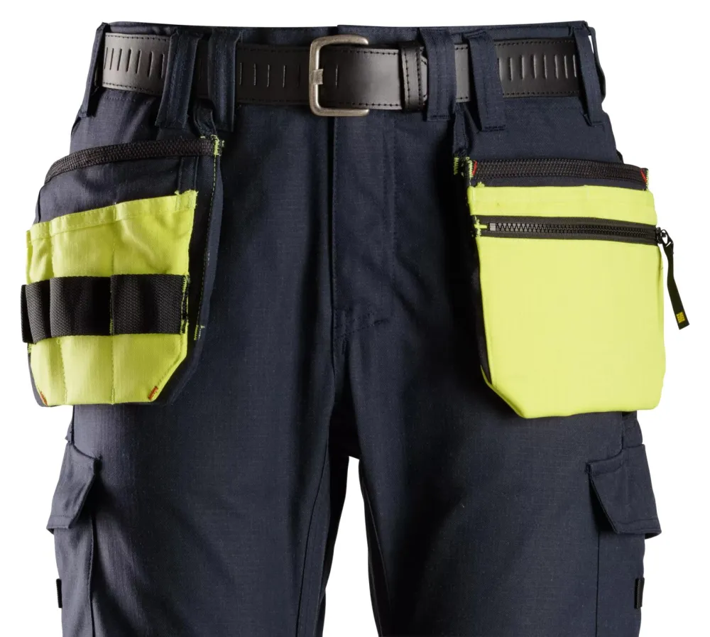 Snickers 9787 ProtecWork, Multifunctionele Holsterzakken High Vis Geel - Donker Blauw voorkant