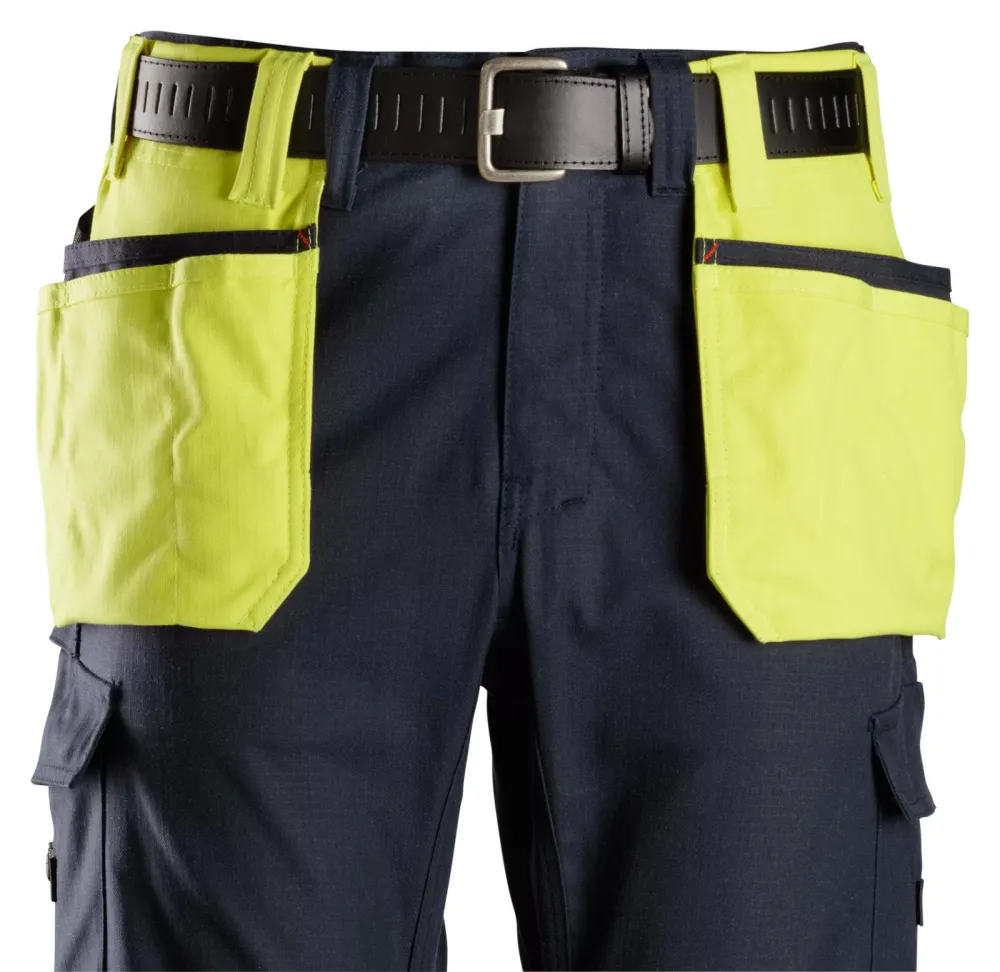 Snickers 9797 ProtecWork, Holsterzakken High Vis Geel - Donker Blauw voorkant